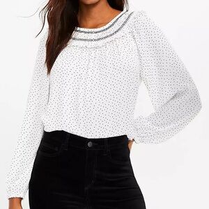 Loft Smocked Dotted Blouse